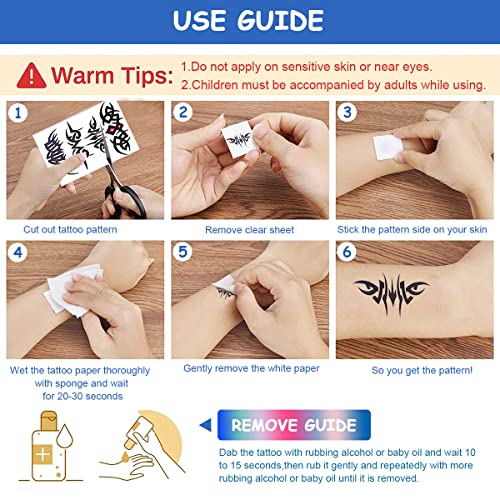 MAYCREATE® 42 Sheets Tattoo Sticker for Men Eagle Temporary Tattoos Skull Variety Assorted for Body Art Waterproof Women 126 PCS MAYCREATE® 42 Sheets Tattoo Sticker for Men Eagle Temporary Tattoos Skull Variety Assorted for Body Art Waterproof Women 126 PCS